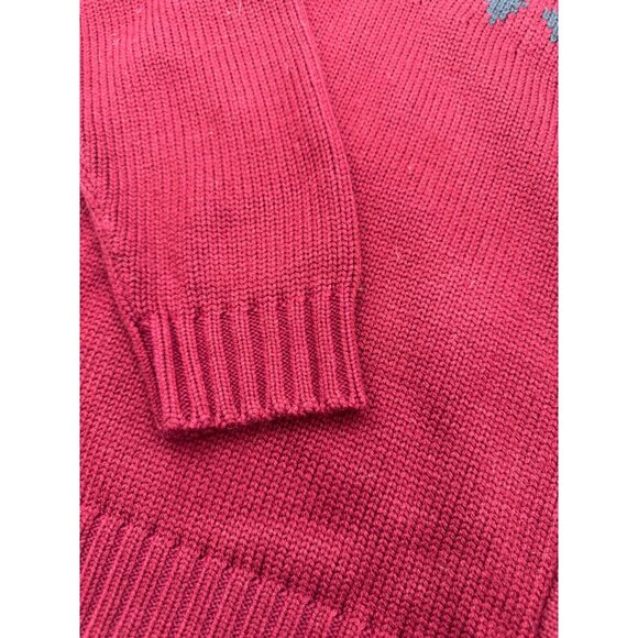 Armani Exchange Full-Zip Knit Sweater XXL Red Nordic Pattern Wool Blend Ribbed C - Picture 3 of 15
